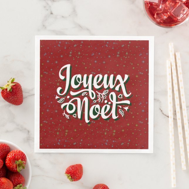 Guardanapo De Papel De Jantar Texto de Natal Francês Joyeux Noël  (Insitu)