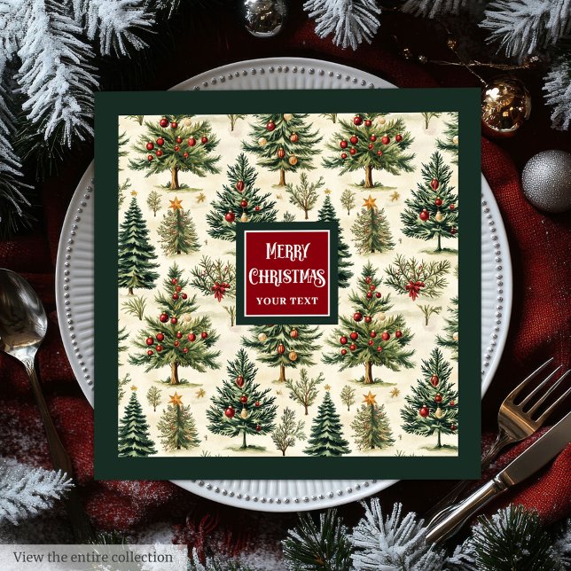 Guardanapo De Papel De Jantar Típica de Feliz Natal vermelha (Playful Merry Christmas typography red green Paper Dinner Napkins)
