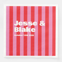 Guardanapo De Papel De Jantar Tipografia a negrito, Casamento rosa e vermelho