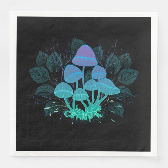 Guardanapo De Papel De Jantar Toadstools em arbustos (Frente)