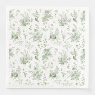 Guardanapo De Papel De Jantar Toile De Jouy Verde Vintage Floral Chinoiserie