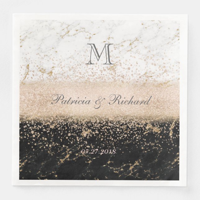 Guardanapo De Papel De Jantar trabalho de arte de casamento de rosa de confetti  (Frente)