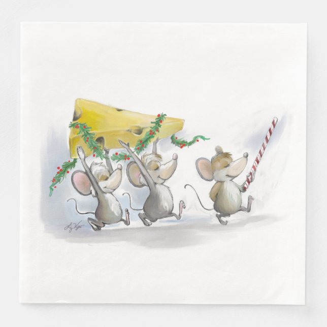 Guardanapo De Papel De Jantar Trazendo O Papel De Queijo De Natal (Frente)