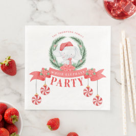 Guardanapo De Papel De Jantar Troca de presentes de Natal com Elefante Branco