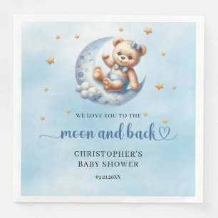Guardanapo De Papel De Jantar Urso de peluche azul e dourado