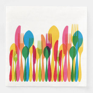 Guardanapo De Papel De Jantar Útensílios Coloridos