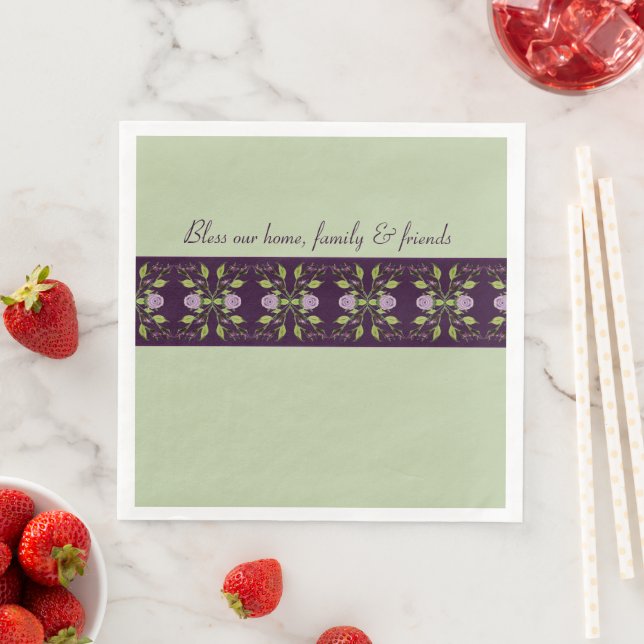 Guardanapo De Papel De Jantar Verde Suave Com Roxo Escuro (Insitu)