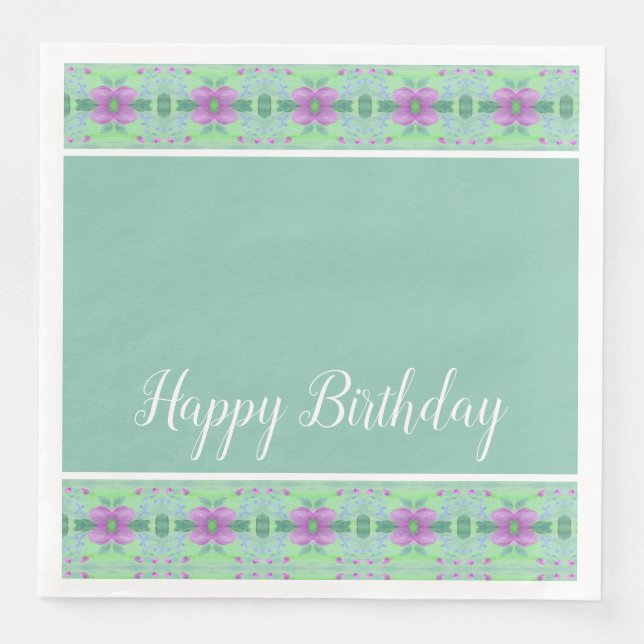 Guardanapo De Papel De Jantar Verde Teal E Roxo (Frente)