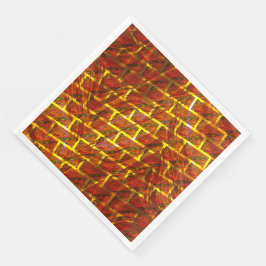 Guardanapo De Papel De Jantar Vermelho manchado, arranhado, grelha de ouro ou ef