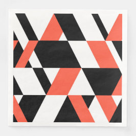 Guardanapo De Papel De Jantar Vermelho-negro, moderno, moderno, design geométric