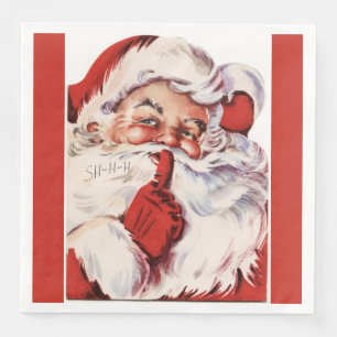 Guardanapo De Papel De Jantar Vermelho velho alegre do papai noel do vintage