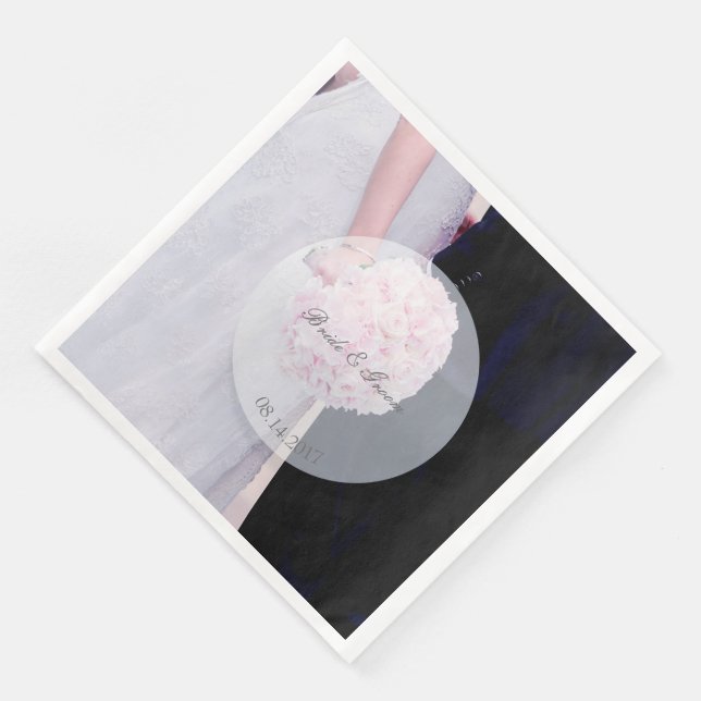 Guardanapo De Papel De Jantar Vestido Branca com Casamento Rosa (Canto)