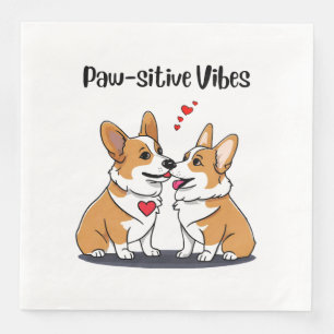 Guardanapo De Papel De Jantar Vibes Corgis no Amor