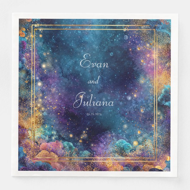 Guardanapo De Papel De Jantar Vibrant Galaxy Wedding Napkins (Frente)