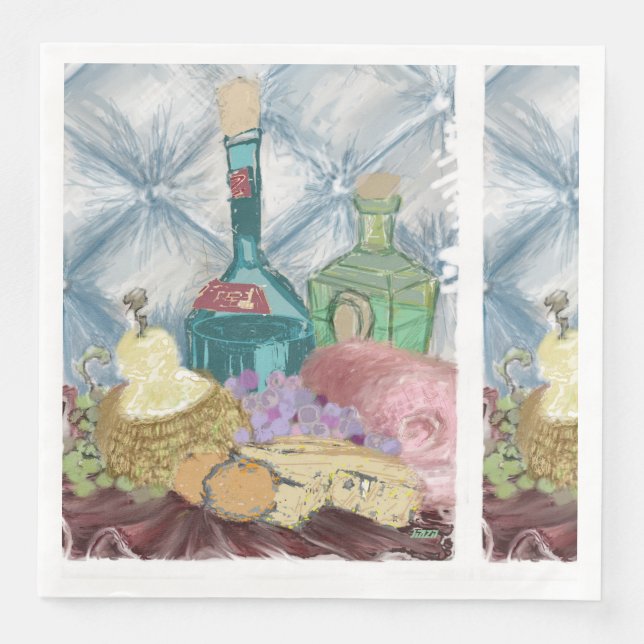 Guardanapo De Papel De Jantar Vinho e Queijo Charcuterie (Frente)