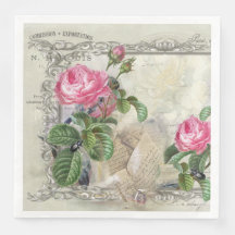 Vintage Antiga Fashiated Florals Paper Janta Napki