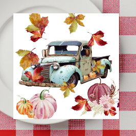 Guardanapo De Papel De Jantar Vintage Blue Caminck Autumn Deixa Pumpkins