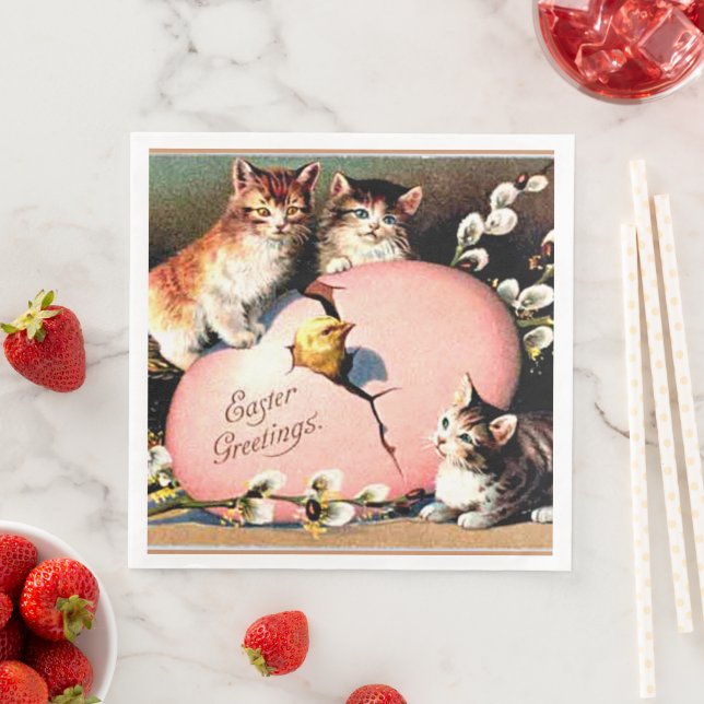 Guardanapo De Papel De Jantar Vintage Easter Greetings (Insitu)