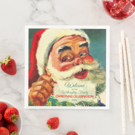Guardanapo De Papel De Jantar Vintage Jolly Papai Noel Face Napkins