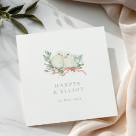 Guardanapo De Papel De Jantar Vintage Love Birds & Bow Sage & Pink Wedding