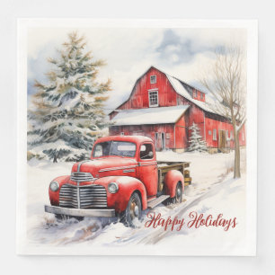 Guardanapo De Papel De Jantar Vintage Red Fazenda Truck Red Barn
