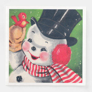Guardanapo De Papel De Jantar Vintage Snowman retro prato da festa de Natal