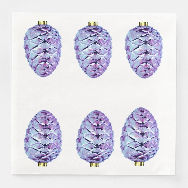 Guardanapo De Papel De Jantar Violet Pinecones Paper Napkin (Frente)