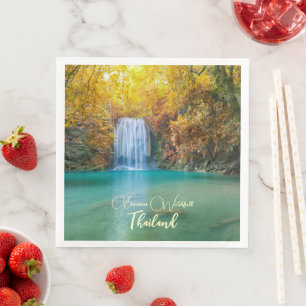 Guardanapo De Papel De Jantar Visão de queda de Erawan Waterfall Tailândia