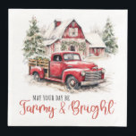 Guardanapo De Papel De Jantar Watercolor Christmas Vintage Truck and Barn<br><div class="desc">Watercolor Christmas Vintage Truck and Barn Paper Janta Napkins Artesanatos & Party Supply > Fornecimentos de Partido > Tableware > Papel e Partido Napkins</div>