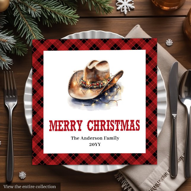 Guardanapo De Papel De Jantar Western Red Black Check Holiday Paper Napkins (Western Red Black Check Holiday Paper Napkins)