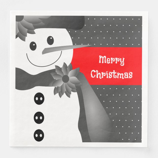 Guardanapo De Papel De Jantar Whimsy Snowman Feliz Natal (Frente)