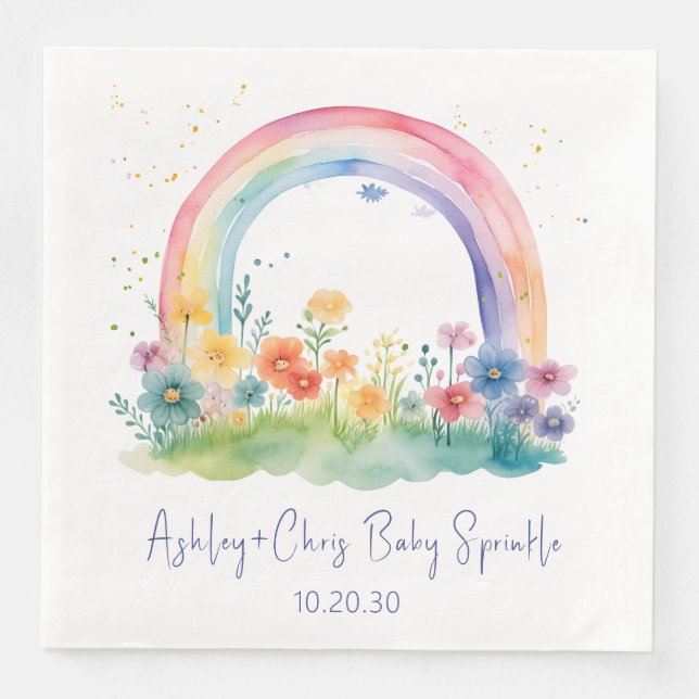 Guardanapo De Papel De Jantar Wildflower Rainbow Baby Girl Sprinkle (Frente)