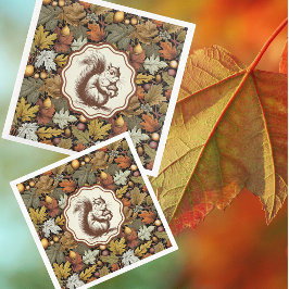 Guardanapo De Papel De Jantar William Morris Autumn Leaves com Esquilo Retro