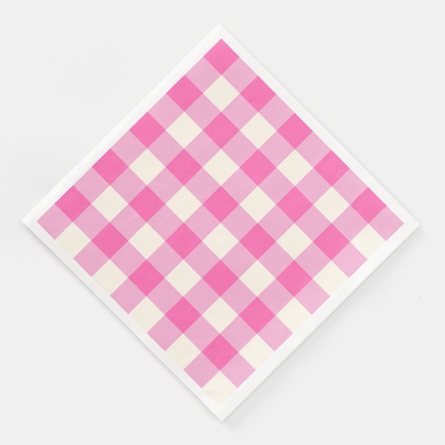 Guardanapo De Papel De Jantar Xadrez de Cottagecore Rosa Gingham (Canto)