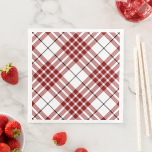 Guardanapo De Papel De Jantar Xadrez vermelho e branco Buchanan tartan