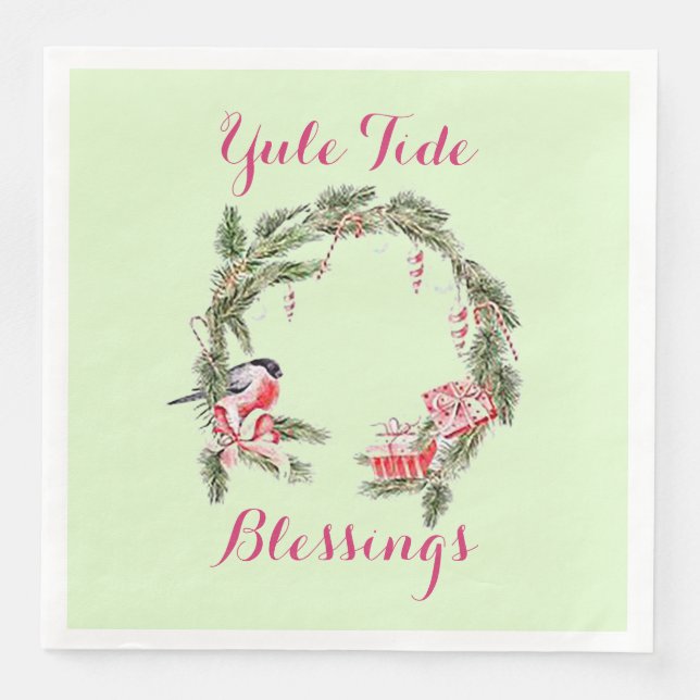 Guardanapo De Papel De Jantar Yule Tide Blessings Paper Napkins (Frente)