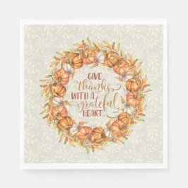 Guardanapo De Papel Dê Obrigados Pumpkin Wreath