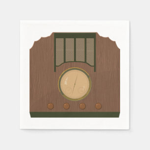 Guardanapo de papel de rádio retros de madeira