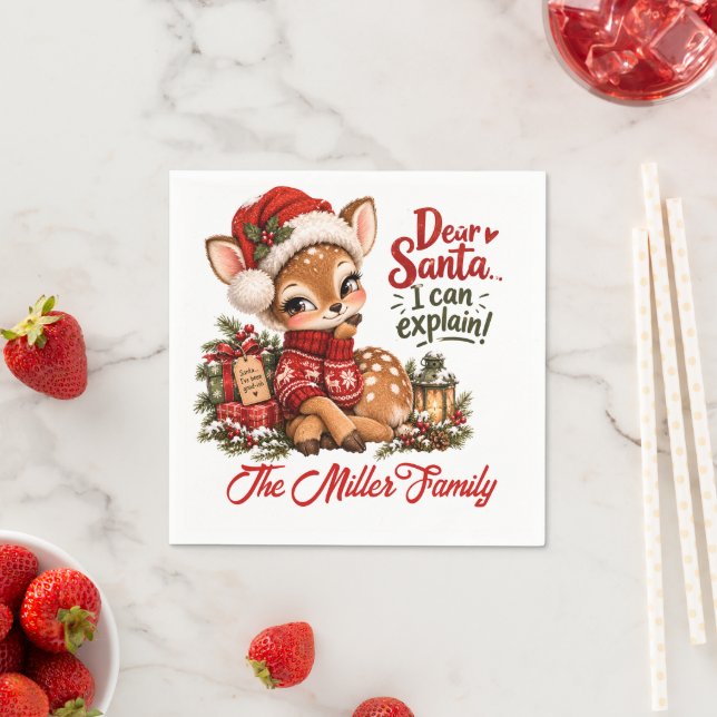 Guardanapo de Papel de Rena de Natal com Nome da F (Insitu)