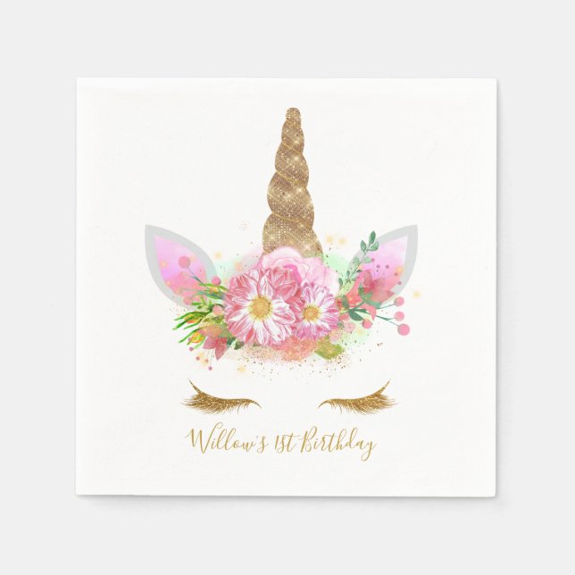 Guardanapo de papel de rosto Unicórnio (Frente)