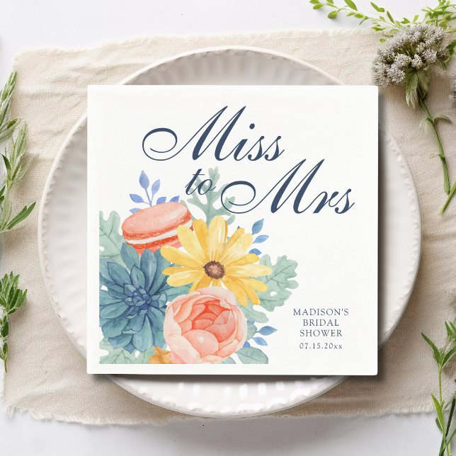 Guardanapo De Papel De Solteira Para Casada Floral Suculenta Macarons  (Criador carregado)