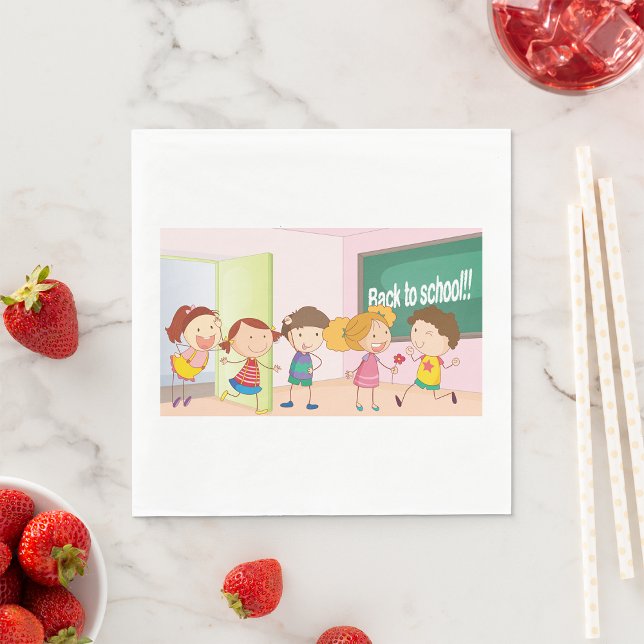 Guardanapo De Papel De Volta à Escola Crianças Felizes Aprendendo (Criador carregado)