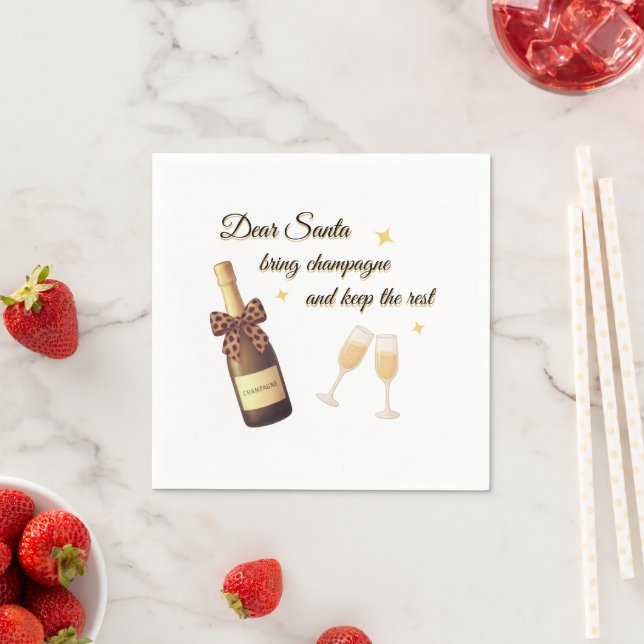 Guardanapo De Papel Dear Santa Champagne Design (Insitu)