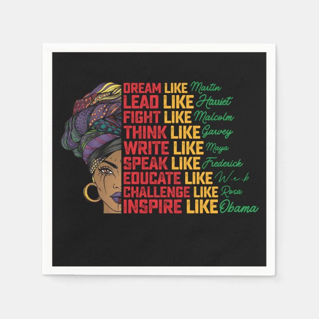 Guardanapo De Papel Décimo Junto Sonho Lidera Luta Como Liberdade Negr (Frente)