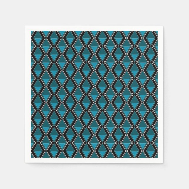 Guardanapo De Papel deco do padrão geométrico preto azul (Frente)