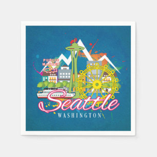 GUARDANAPO DE PAPEL DECOPAGEM DE CITÍSCAPE DE WASHINGTON SKYLINE
