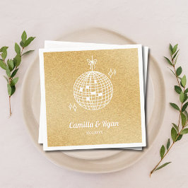 Guardanapo De Papel Decor de Casamento de Disco com Glitter Dourado Re