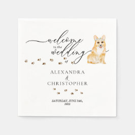 Guardanapo De Papel Decoração Bebida Corgi Cachorro Bem-vindo ao casam