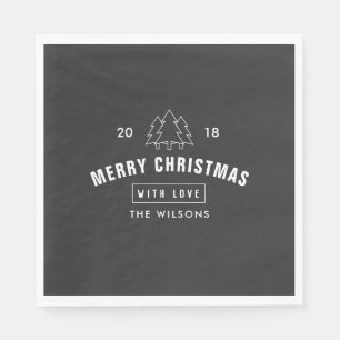 Guardanapo De Papel Decoração da Mesa Negra e Branca Moderna de Natal