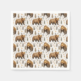 Guardanapo De Papel Decoração de Cabine Urso Pardo Floresta 